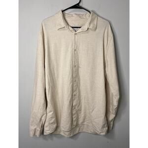 New Rhythm Livin Men's Classic Linen Long Sleeve‎ Shirt, Tan Size XL